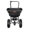 VEVOR Broadcast Spreader, 80 LB Walk-Behind Turf Spreader with 12" Wheels, Steel Push Fertilizer Spreader, Garden Seeder, and Salt Spreader, Designed