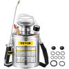 VEVOR 1Gal Stainless Steel, Set with 12" Wand& Handle& 3FT Reinforced Hose, Hand Pump Sprayer with Pressure Gauge&Safety Valve, Adjustable Nozzle Suit