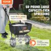 VEVOR Broadcast Spreader, 60 LB Walk-Behind Turf Spreader with 8" Wheels, Steel Push Fertilizer Spreader, Garden Seeder, and Salt Spreader, Designed f