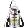 VEVOR 1Gal Stainless Steel, Set with 12" Wand& Handle& 3FT Reinforced Hose, Hand Pump Sprayer with Pressure Gauge&Safety Valve, Adjustable Nozzle Suit