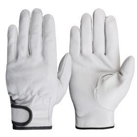 Work gloves sheepskin leather workers work welding safety protection garden sports motorcycle driver wear-resistant gloves (Color: White, size: XXL)