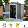 6 x 4 Feet Galvanized Steel Storage Shed with Lockable Sliding Doors